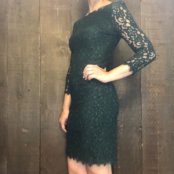 Aritzia Babaton Hunter Green Rafael Lace Dress 0 - Picture 6 of 11